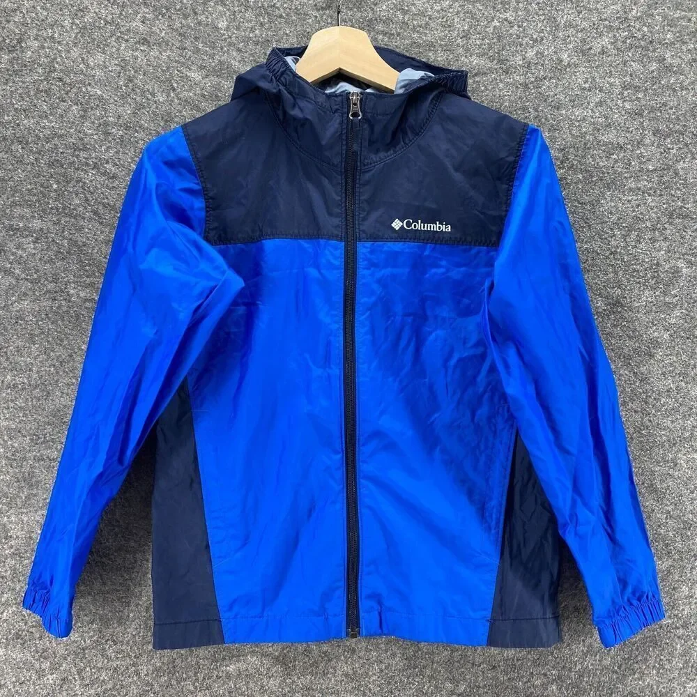 Columbia Activewear Track Jacket Boys  M Medium Blue Full Zip Hooded Long Sleeve